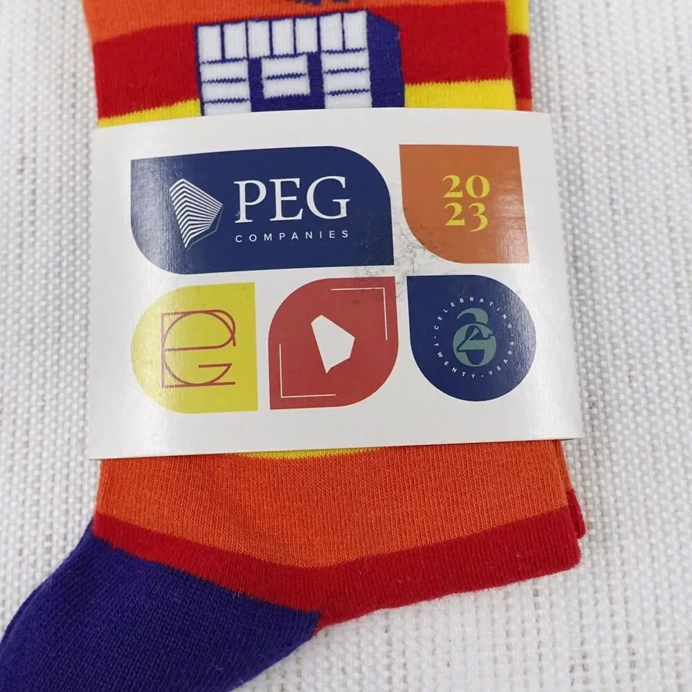 New Retro Striped Novelty Crew Socks Multi Color Candy Pattern M 7-11 W 8.5-12.5